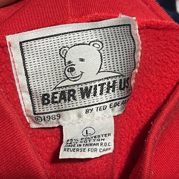 Vintage 1980s Teddy Bear Red Cute Ugly Sweater Pullover Sweatshirt - Picture 5 of 5